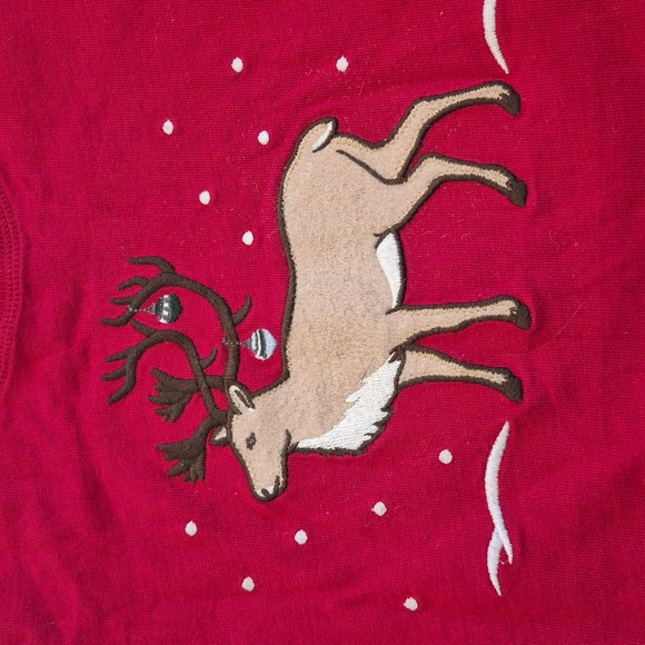 Janie and Jack boys 18 - 24 months red 3/4 sleeve shirt reindeer applique VGUC - Picture 2 of 4